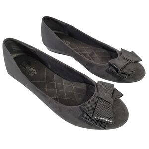 Coach & Four Gray Ballet Flat With Bow Womens Sz 7 Casual Comfort Old Money